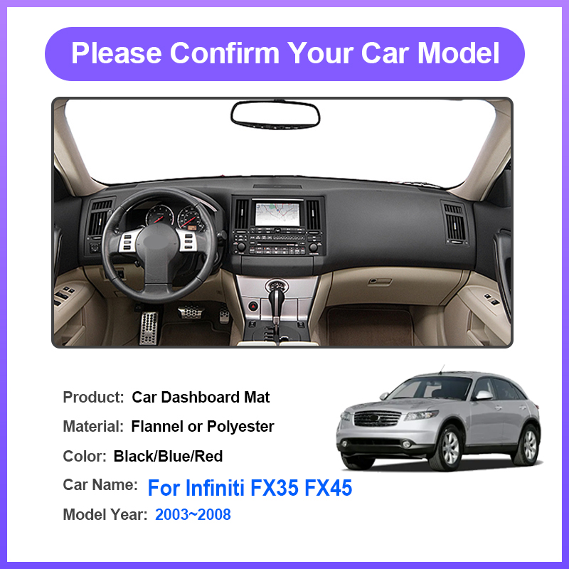 For Infiniti FX35 FX45 2003~20 - Car Anti-Slip Dashboard Mat review and price